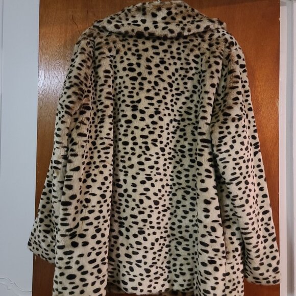 Asos Brown Leopard Faux Fur Coat Size 14 - Picture 3 of 3